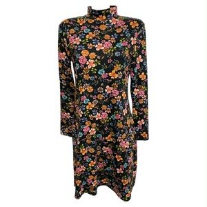 Rebel Sugar Black Floral Long Sleeve Dress Size M